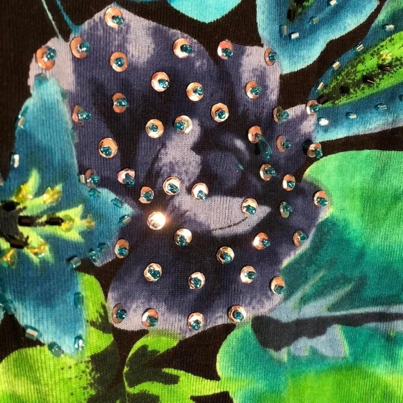 LE MIEUX STUDIO GUC WOMENS FLORAL TOP SHIRT BLOUSE SUMMER CASUAL OFFICE SIZE M - Picture 8 of 8